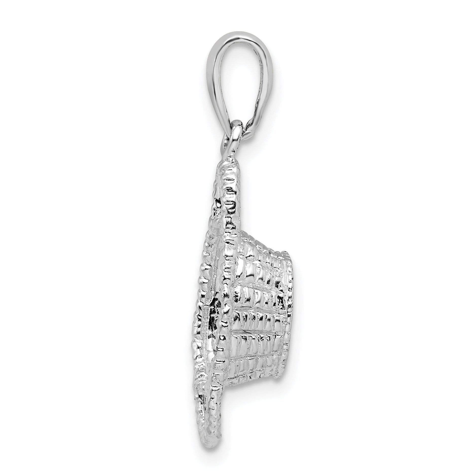 Sterlingsilber De-ani Rhodiniert Poliert 3d Doppelt Handle Korb Anhänger