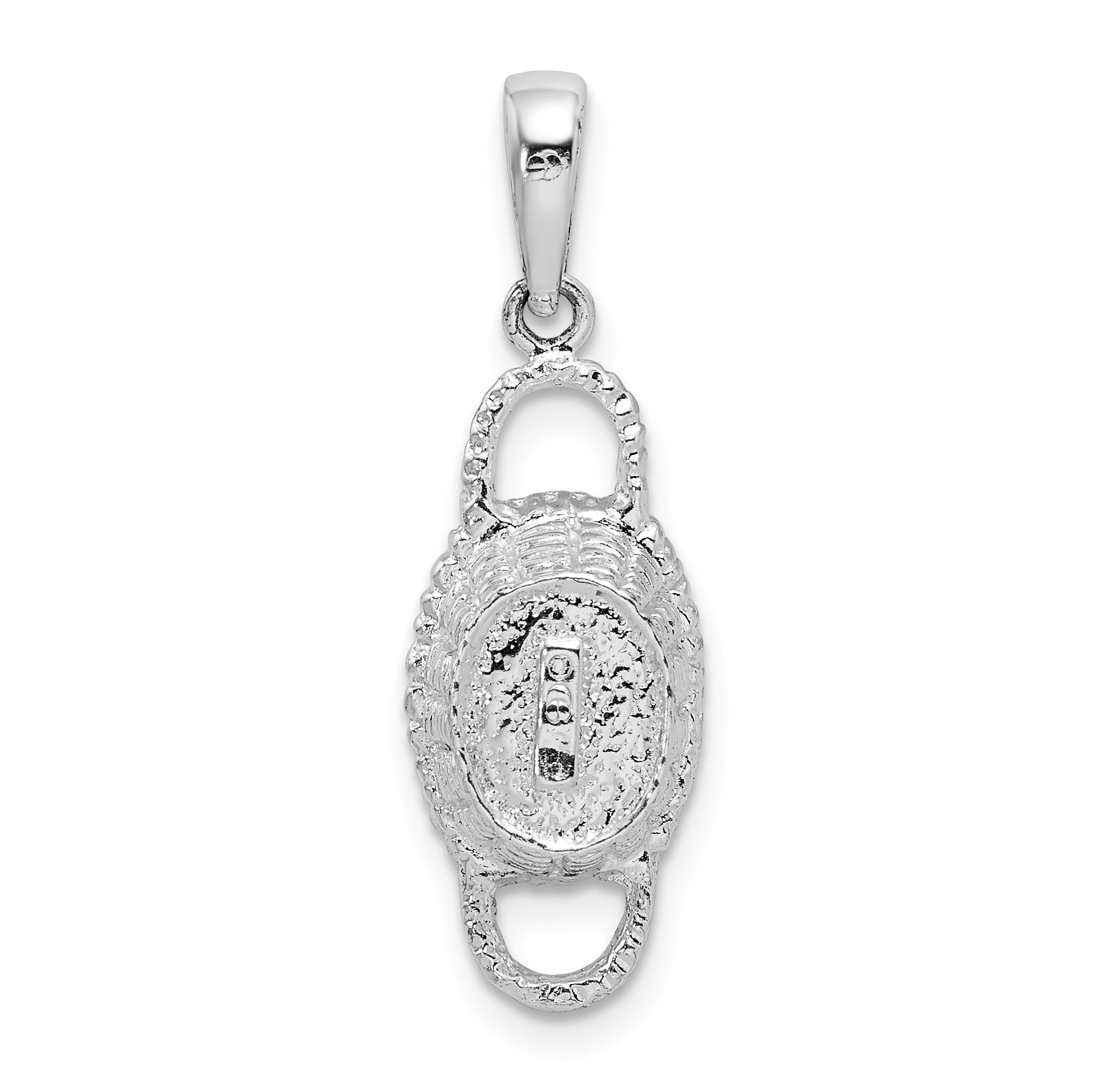 Sterlingsilber De-ani Rhodiniert Poliert 3d Doppelt Handle Korb Anhänger