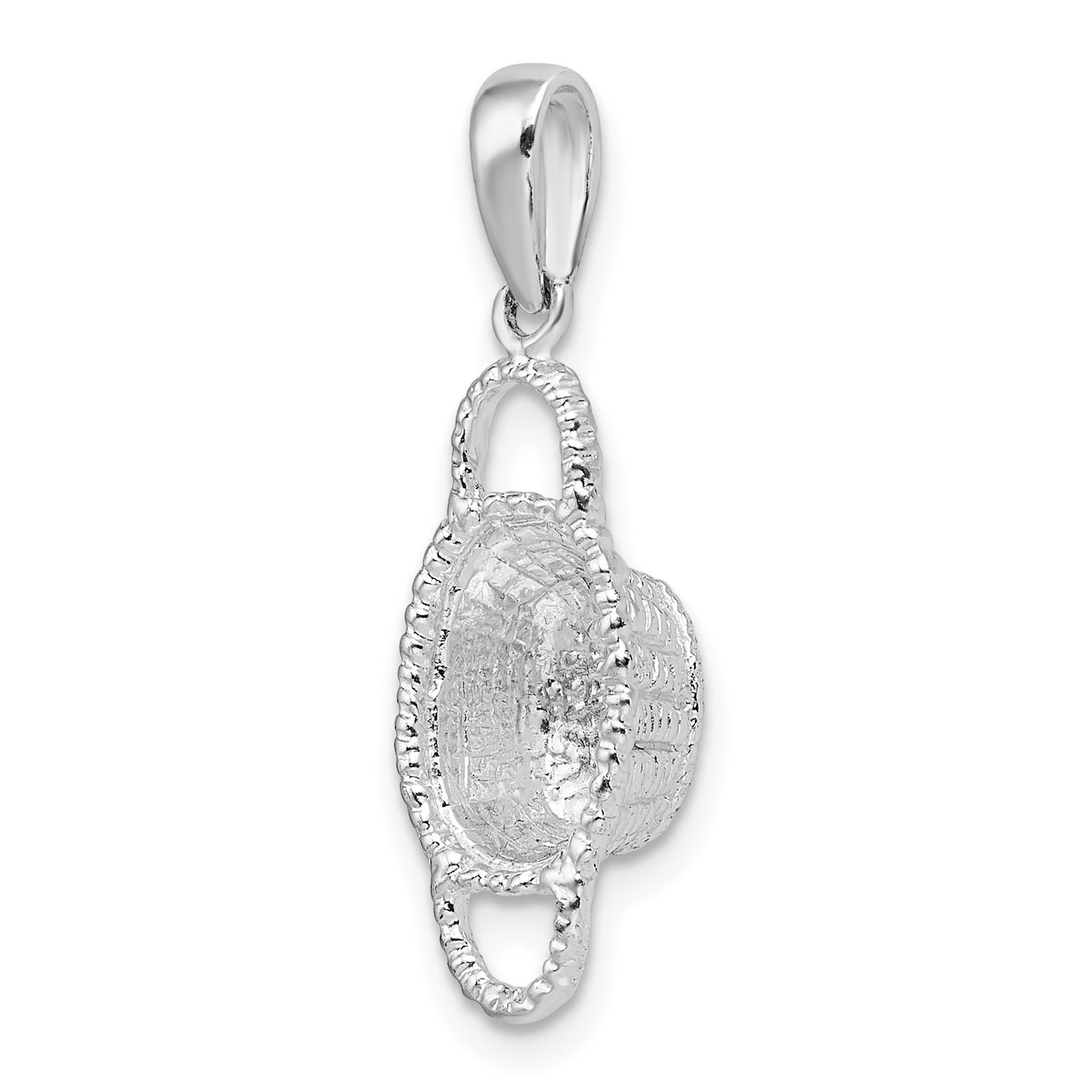 Sterlingsilber De-ani Rhodiniert Poliert 3d Doppelt Handle Korb Anhänger