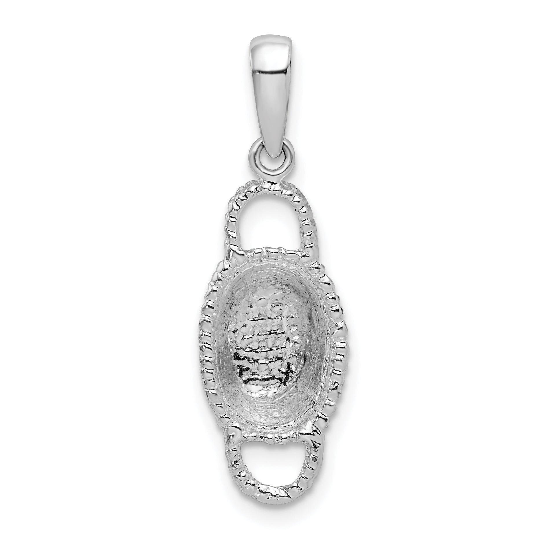 Sterlingsilber De-ani Rhodiniert Poliert 3d Doppelt Handle Korb Anhänger