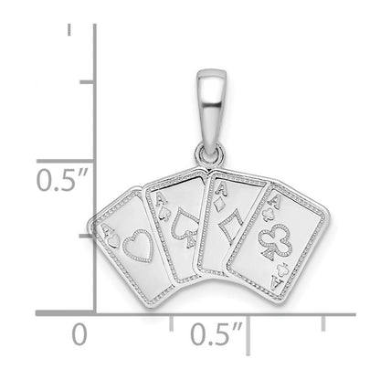 Sterlingsilber De-ani Rhodiniert Poliert 4 Aces Good Luck Playing Cards Anhänger