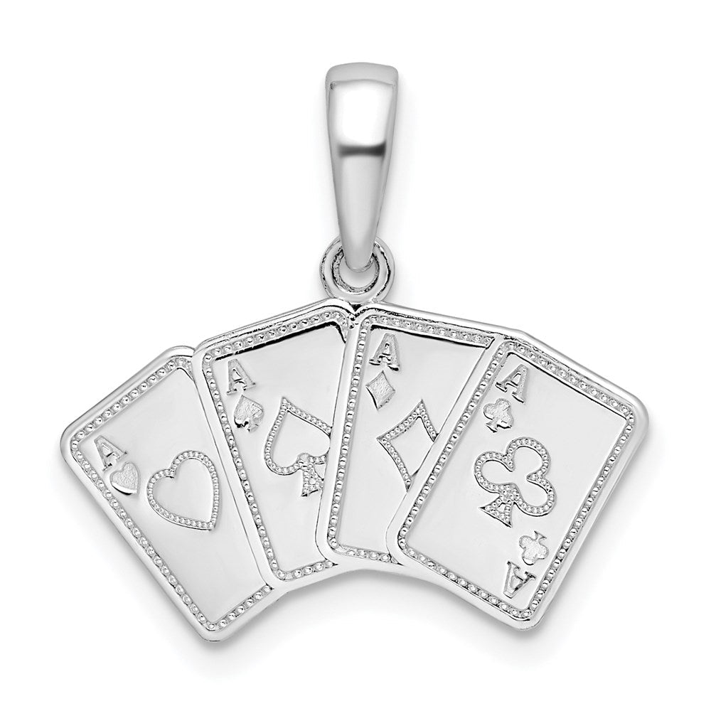 Sterlingsilber De-ani Rhodiniert Poliert 4 Aces Good Luck Playing Cards Anhänger