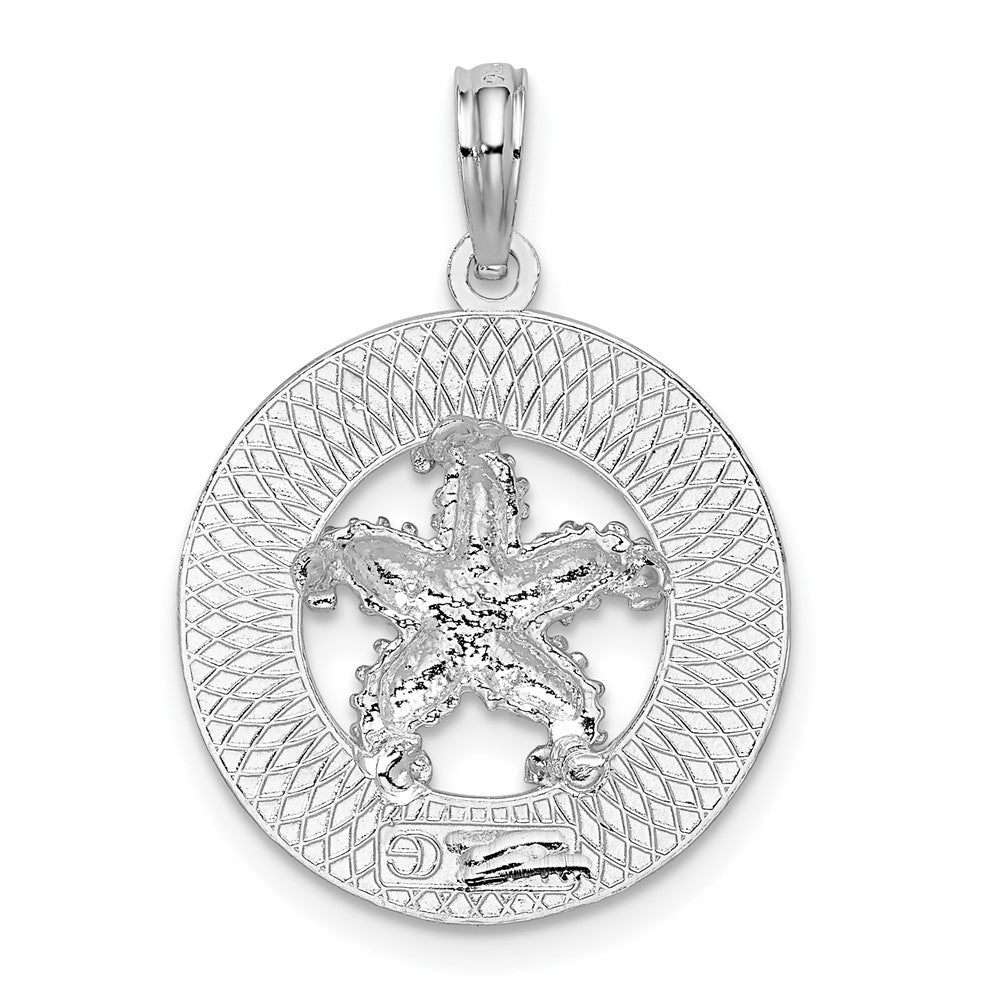Sterlingsilber De-ani Rhodiniert Poliert Cape Cod mit Seestern Kreis Anhänger