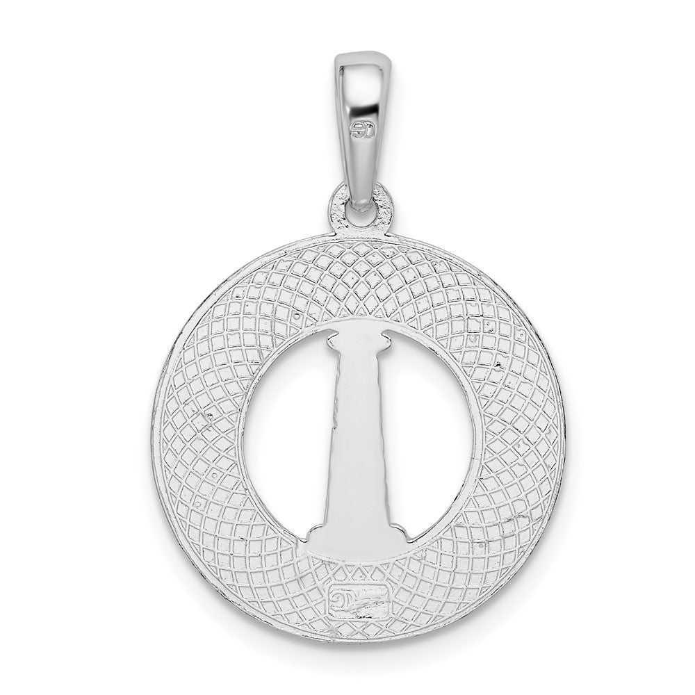 Sterlingsilber De-ani Rhodiniert Cape Cod mit Leuchtturm Kreis Anhänger