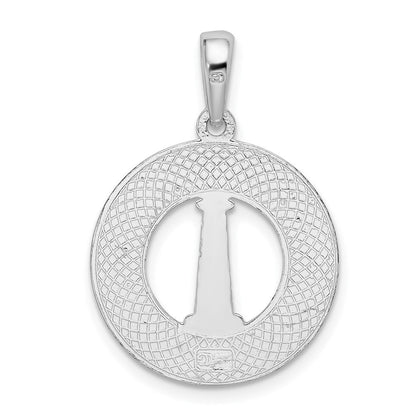 Sterlingsilber De-ani Rhodiniert Cape Cod mit Leuchtturm Kreis Anhänger