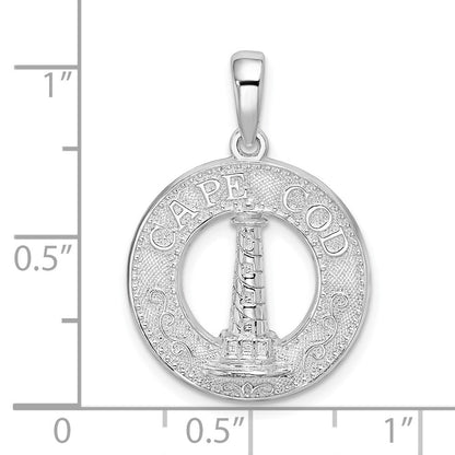 Sterlingsilber De-ani Rhodiniert Cape Cod mit Leuchtturm Kreis Anhänger