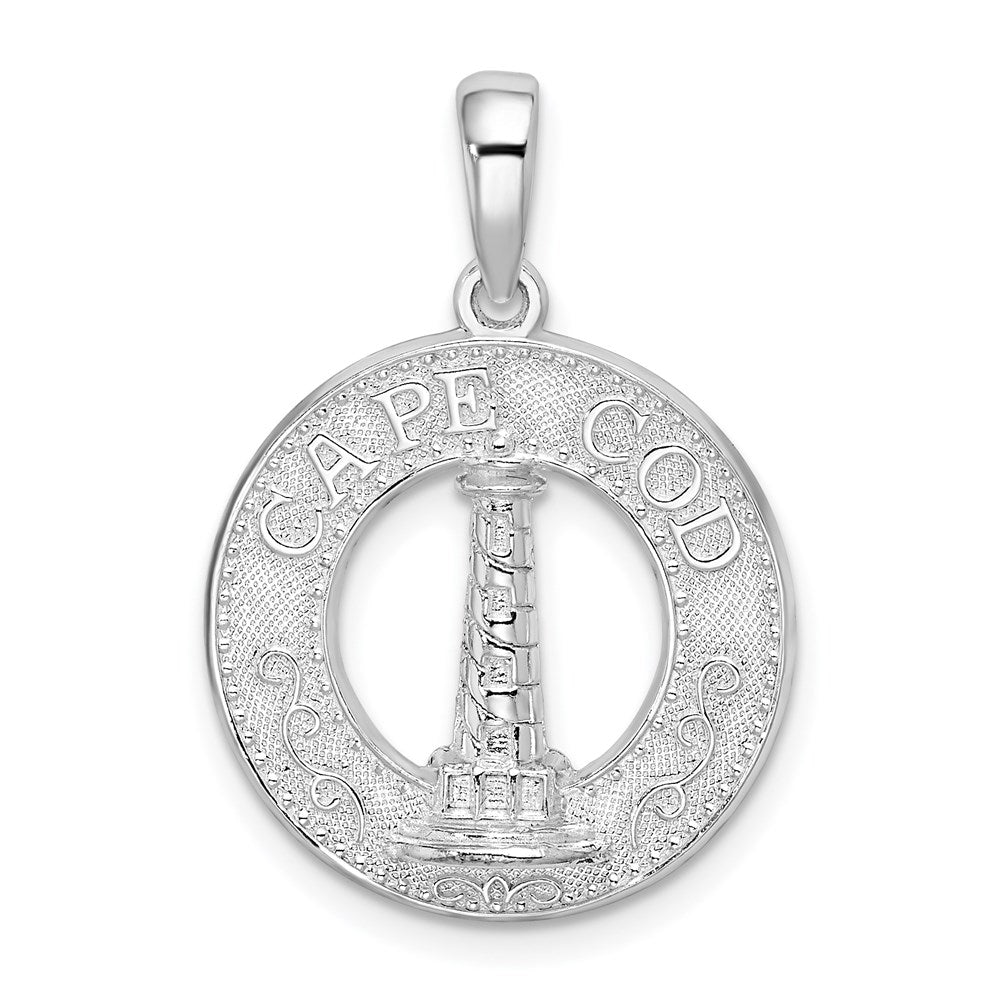 Sterlingsilber De-ani Rhodiniert Cape Cod mit Leuchtturm Kreis Anhänger