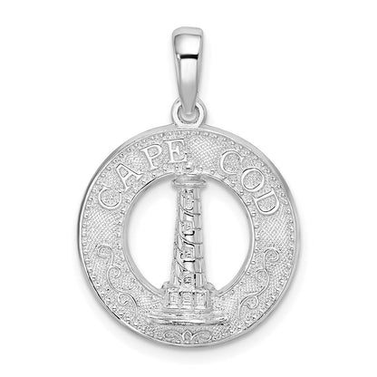 Sterlingsilber De-ani Rhodiniert Cape Cod mit Leuchtturm Kreis Anhänger