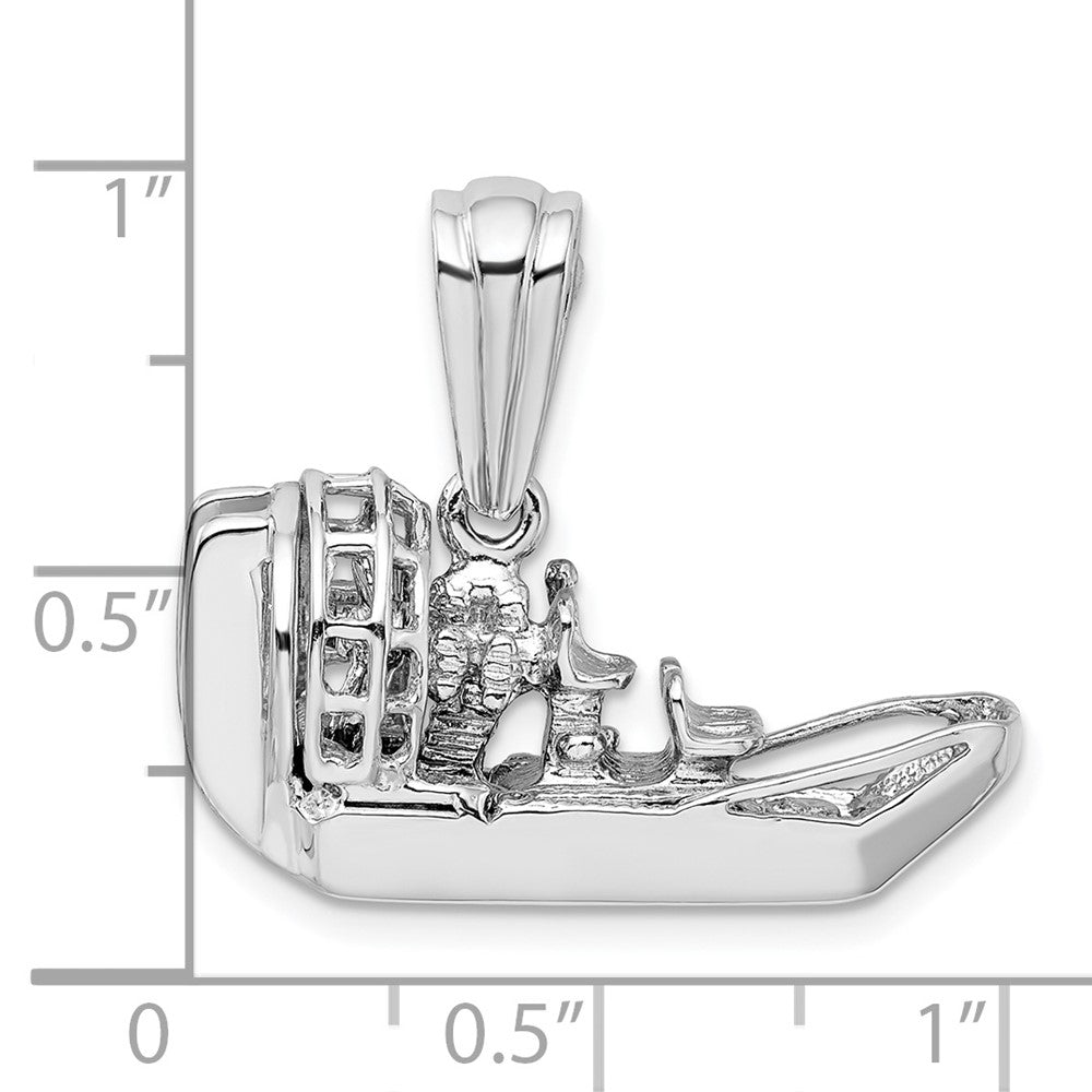 Sterlingsilber De-ani Rhodiniert Poliert 3d Luft Boot Anhänger