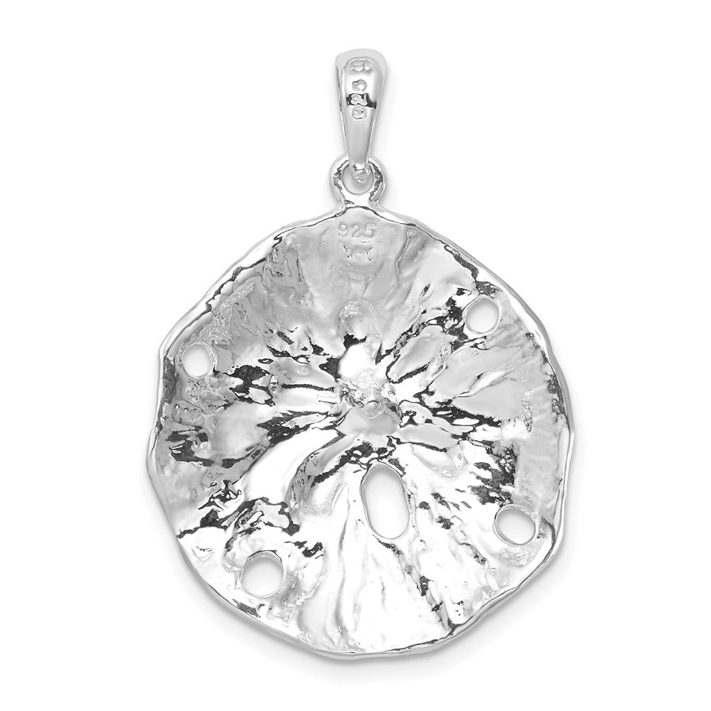 Sterlingsilber De-ani Rhodiniert Poliert und Strukturiert Sand Dollar Anhänger