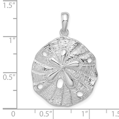 Sterlingsilber De-ani Rhodiniert Poliert und Strukturiert Sand Dollar Anhänger