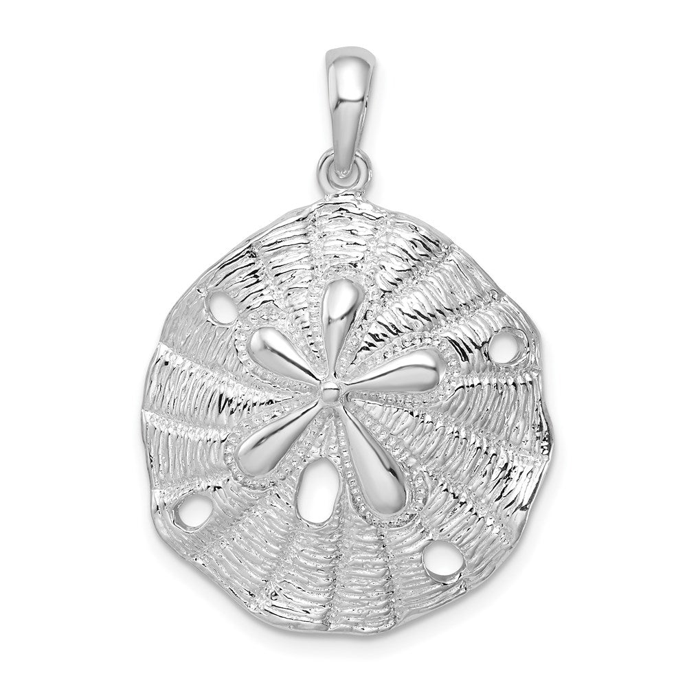 Sterlingsilber De-ani Rhodiniert Poliert und Strukturiert Sand Dollar Anhänger