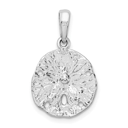 Sterlingsilber De-ani Rhodiniert Poliert und Strukturiert Klein Sand Dollar Anhänger