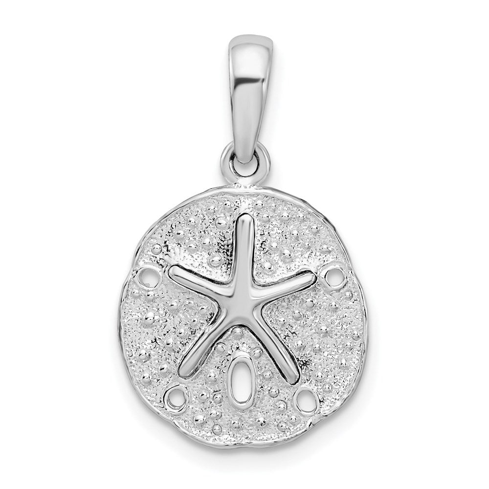 Sterlingsilber De-ani Rhodiniert Poliert und Strukturiert Klein Sand Dollar Anhänger
