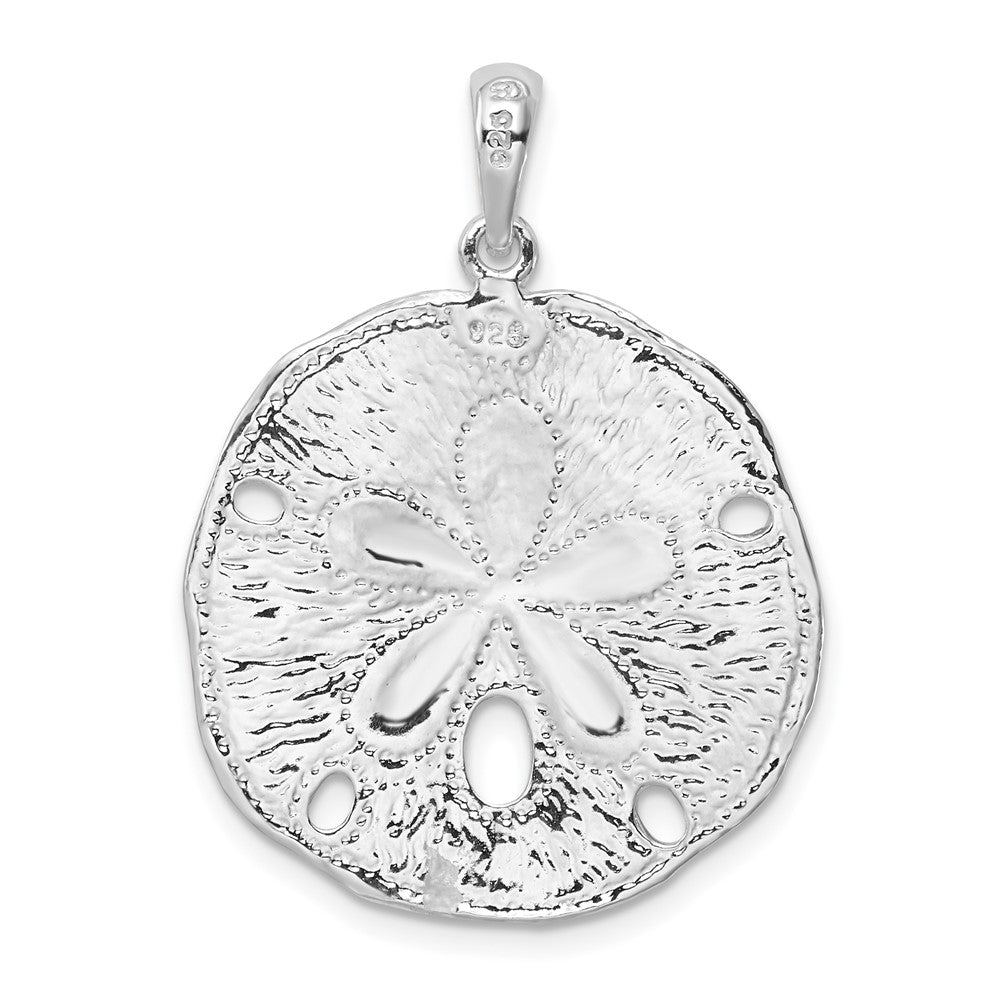 Sterlingsilber De-ani Rhodiniert Poliert und Strukturiert Sand Dollar Anhänger
