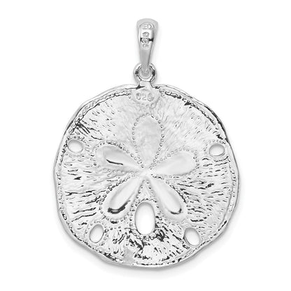 Sterlingsilber De-ani Rhodiniert Poliert und Strukturiert Sand Dollar Anhänger