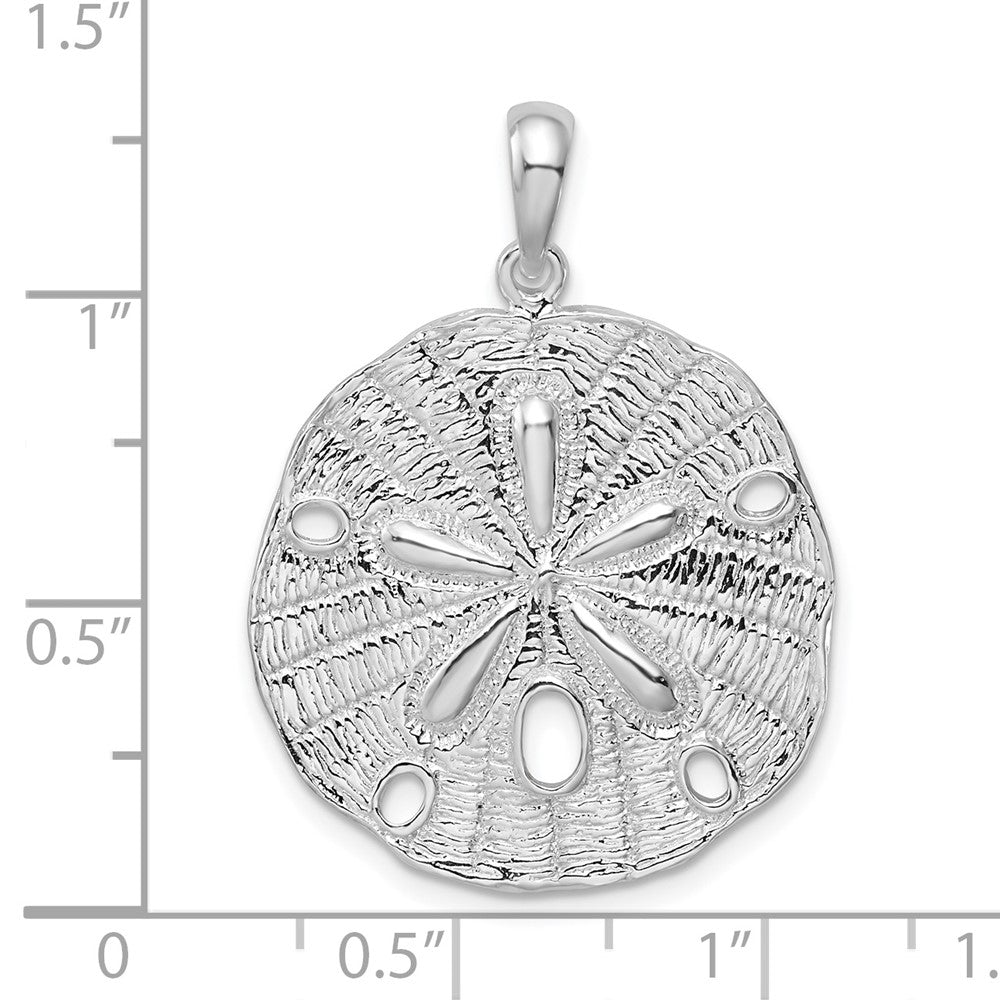 Sterlingsilber De-ani Rhodiniert Poliert und Strukturiert Sand Dollar Anhänger