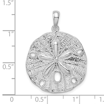Sterlingsilber De-ani Rhodiniert Poliert und Strukturiert Sand Dollar Anhänger