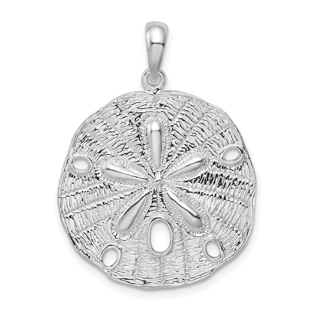 Sterlingsilber De-ani Rhodiniert Poliert und Strukturiert Sand Dollar Anhänger