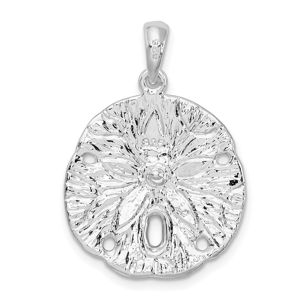Sterlingsilber De-ani Rhodiniert Poliert und Strukturiert Sand Dollar Anhänger