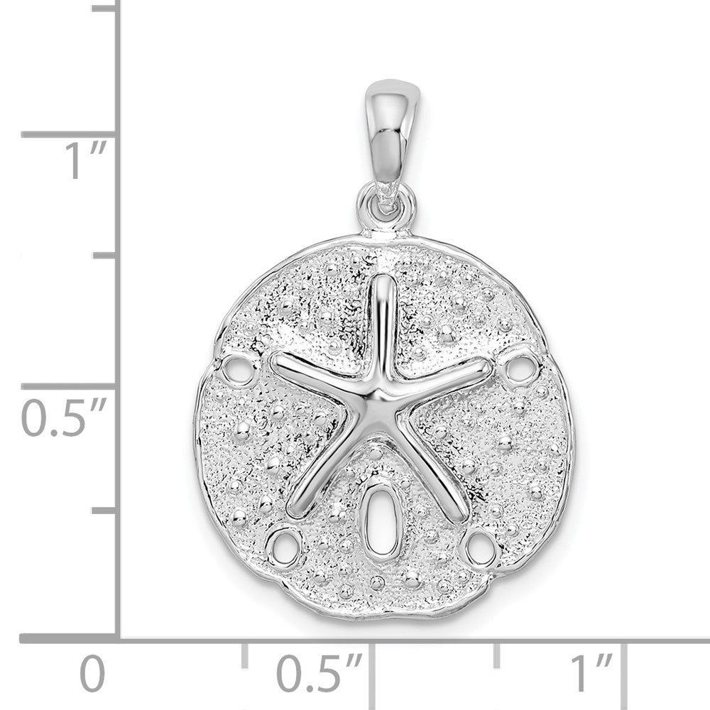 Sterlingsilber De-ani Rhodiniert Poliert und Strukturiert Sand Dollar Anhänger