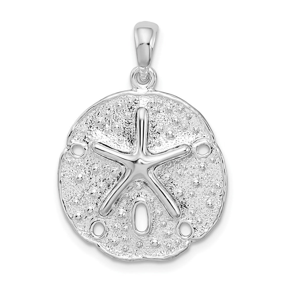 Sterlingsilber De-ani Rhodiniert Poliert und Strukturiert Sand Dollar Anhänger