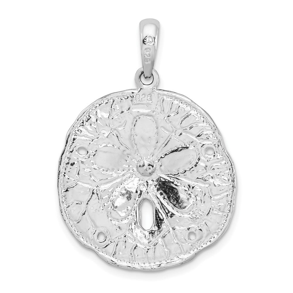 Sterlingsilber De-ani Rhodiniert Poliert und Strukturiert Sand Dollar Anhänger