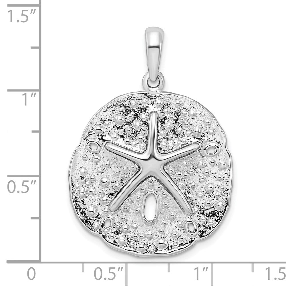 Sterlingsilber De-ani Rhodiniert Poliert und Strukturiert Sand Dollar Anhänger