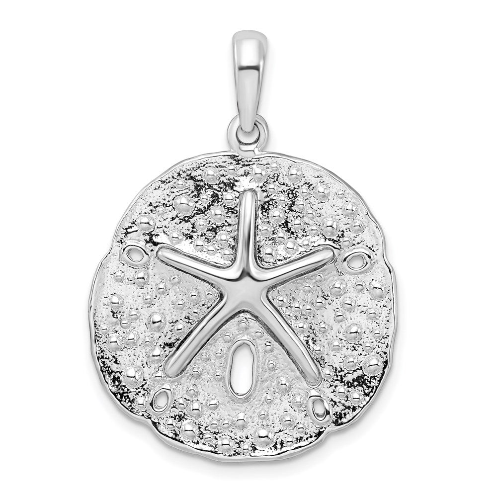 Sterlingsilber De-ani Rhodiniert Poliert und Strukturiert Sand Dollar Anhänger