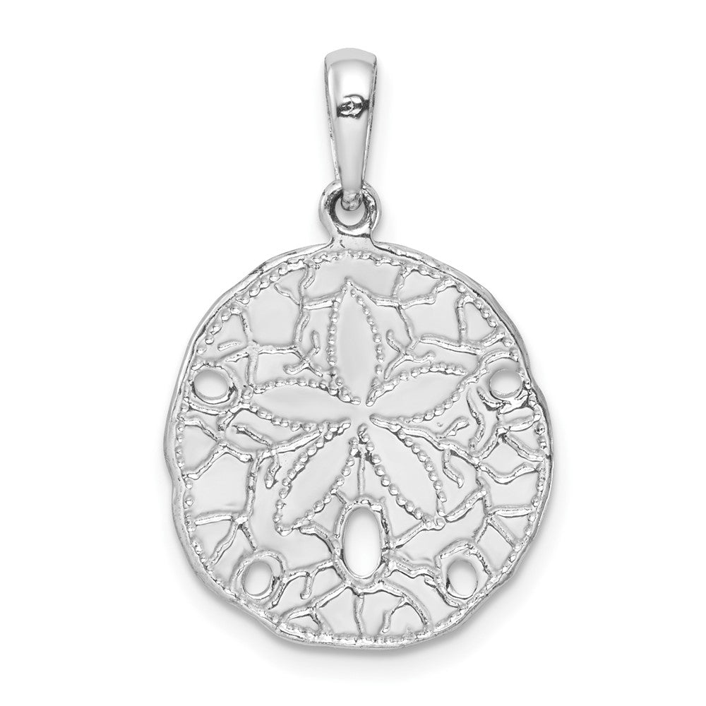 Sterlingsilber De-ani Rhodiniert Poliert und Strukturiert Sand Dollar Anhänger
