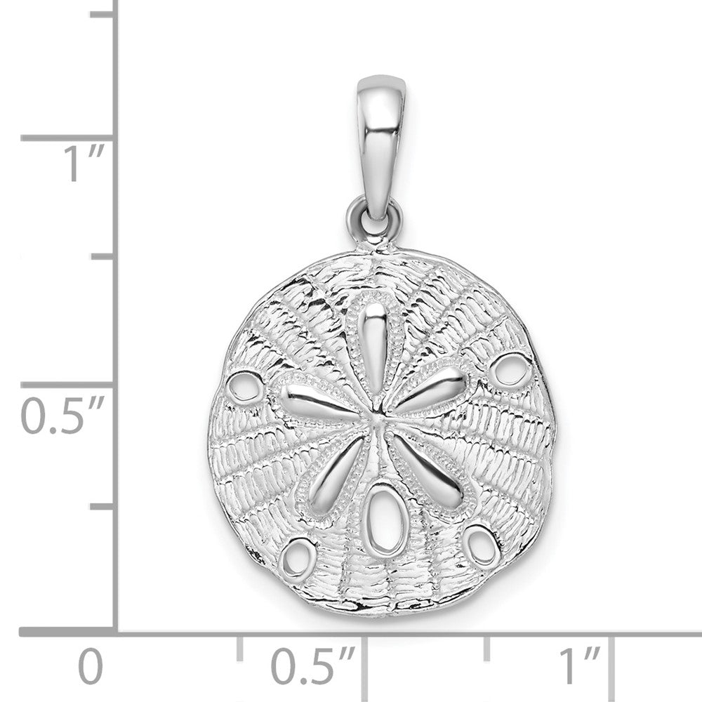 Sterlingsilber De-ani Rhodiniert Poliert und Strukturiert Sand Dollar Anhänger