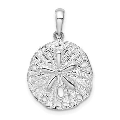 Sterlingsilber De-ani Rhodiniert Poliert und Strukturiert Sand Dollar Anhänger