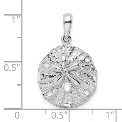 Sterlingsilber De-ani Rhodiniert Poliert und Strukturiert Sand Dollar Anhänger