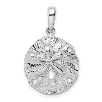 Sterlingsilber De-ani Rhodiniert Poliert und Strukturiert Sand Dollar Anhänger
