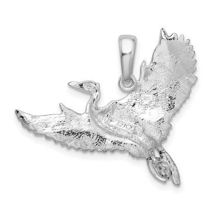 Sterlingsilber De-ani Rhodiniert Poliert Egret Vogel Anhänger