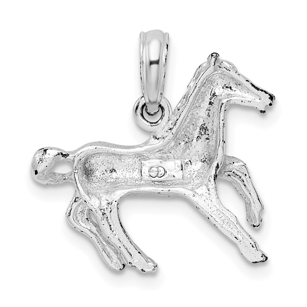 Sterlingsilber De-ani Rhodiniert Poliert Galloping Pferd Anhänger