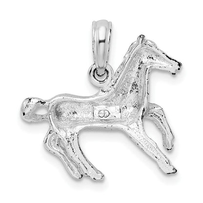 Sterlingsilber De-ani Rhodiniert Poliert Galloping Pferd Anhänger