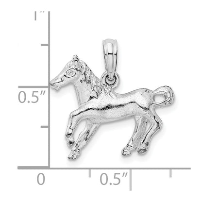 Sterlingsilber De-ani Rhodiniert Poliert Galloping Pferd Anhänger