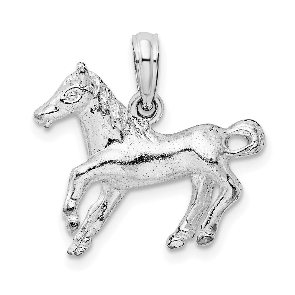 Sterlingsilber De-ani Rhodiniert Poliert Galloping Pferd Anhänger
