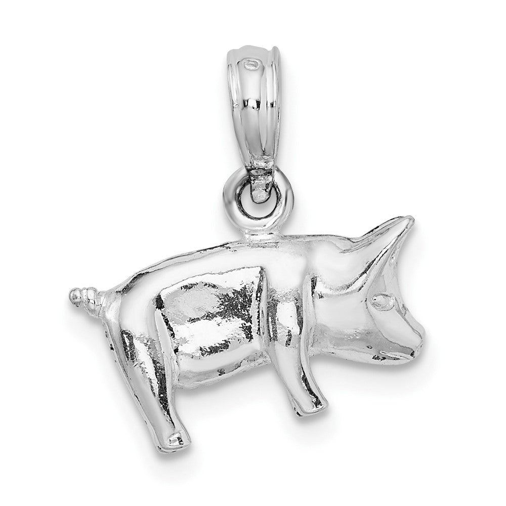 Sterlingsilber De-ani Rhodiniert Poliert 3d Pig Anhänger