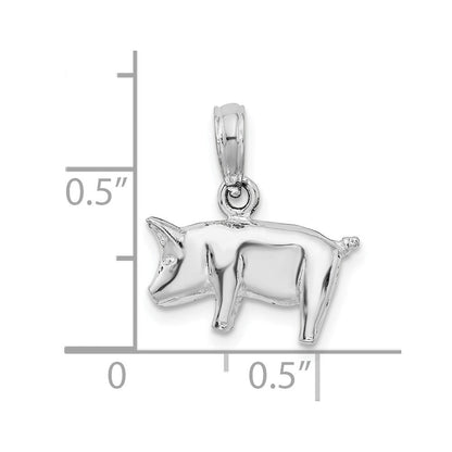 Sterlingsilber De-ani Rhodiniert Poliert 3d Pig Anhänger