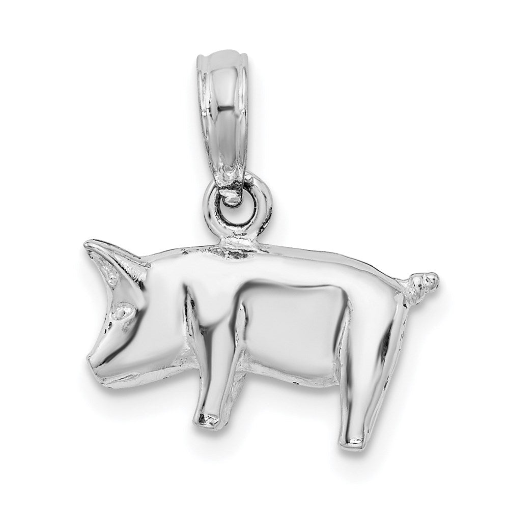Sterlingsilber De-ani Rhodiniert Poliert 3d Pig Anhänger