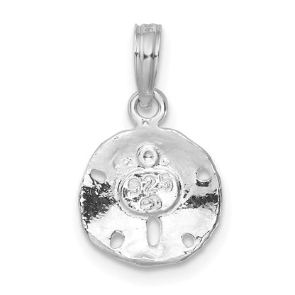 Sterlingsilber De-ani Rhodiniert Poliert und Strukturiert Klein Sand Dollar Anhänger