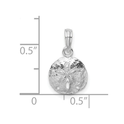 Sterlingsilber De-ani Rhodiniert Poliert und Strukturiert Klein Sand Dollar Anhänger