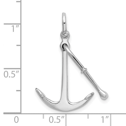 Sterlingsilber De-ani Rhodiniert Poliert 3d 2-piece Beweglich Kedge Anker