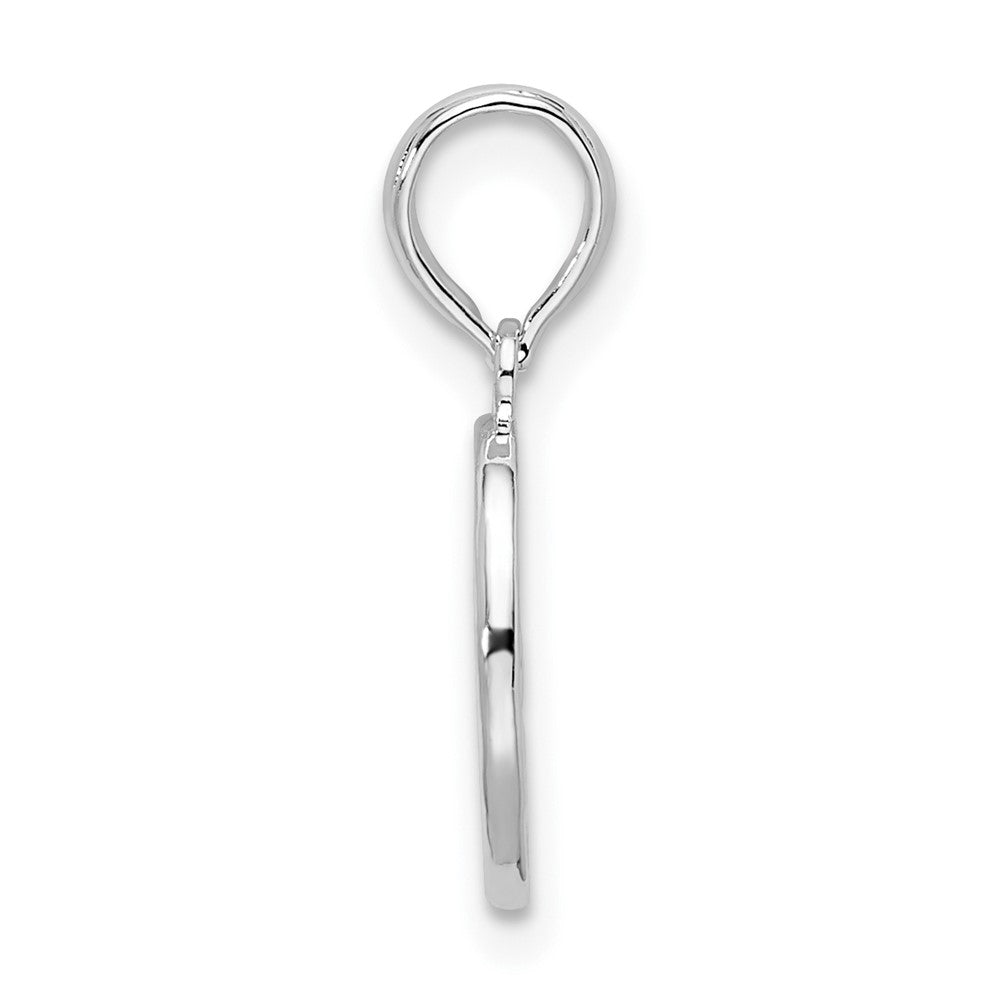 Sterlingsilber De Ani Rhodiniert Poliert und Strukturiert Fleur Lis Klein Oval Anhänger