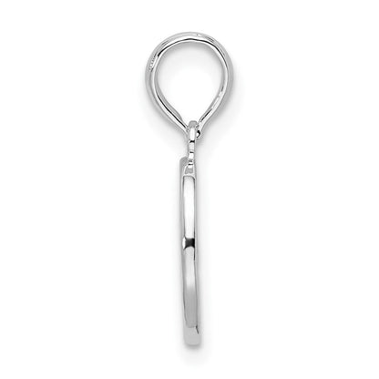 Sterlingsilber De Ani Rhodiniert Poliert und Strukturiert Fleur Lis Klein Oval Anhänger