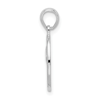 Sterlingsilber De-ani Rhodiniert Poliert und Strukturiert Fleur De Lis Oval Anhänger