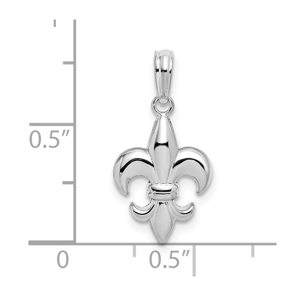Sterlingsilber De-ani Rhodiniert Poliert Fleur De Lis Anhänger