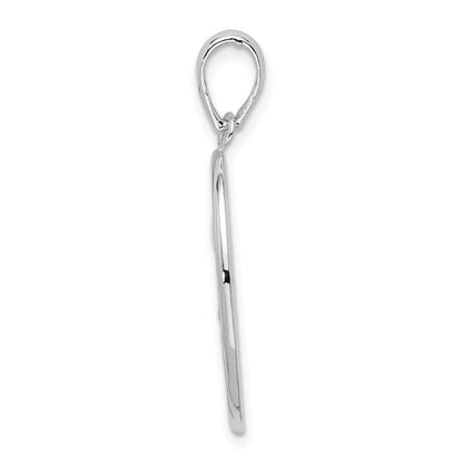 Sterlingsilber De-ani Rhodiniert Poliert und Strukturiert Fleur De Lis Oval Anhänger